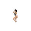 Body String en vinyle noire avec résille transparente 